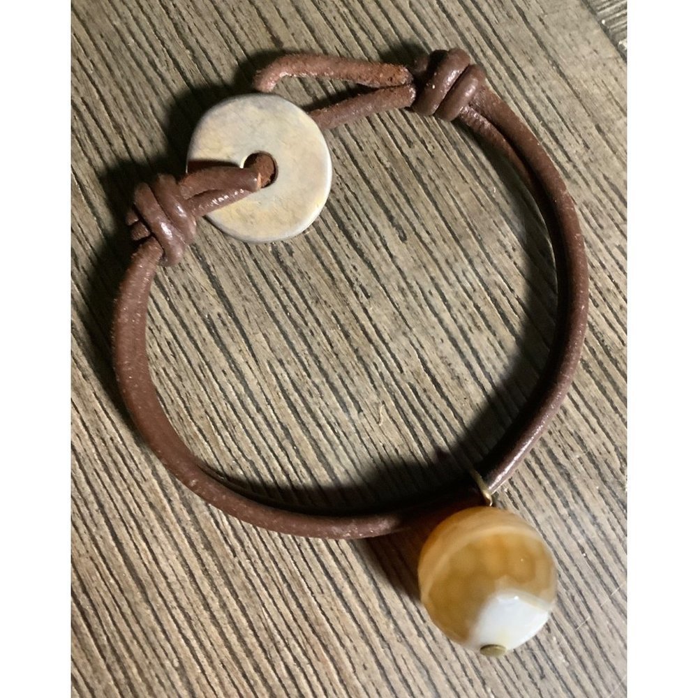 Athens Protasis Leather Crystal Bracelet— 7”